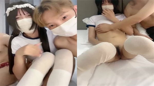 穿白丝运动服的小骚货，惨遭两狼友轮流玩弄，狂操骚逼！