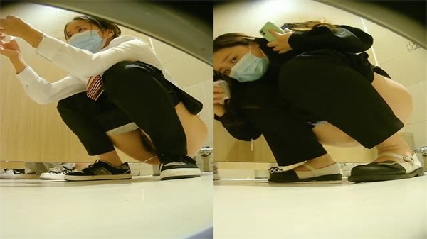 卫生间隔间偷拍骚货自慰 差点被抓现行内射